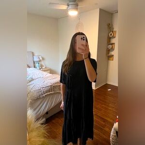 Zara midi black dress 3/4 sleeves size medium